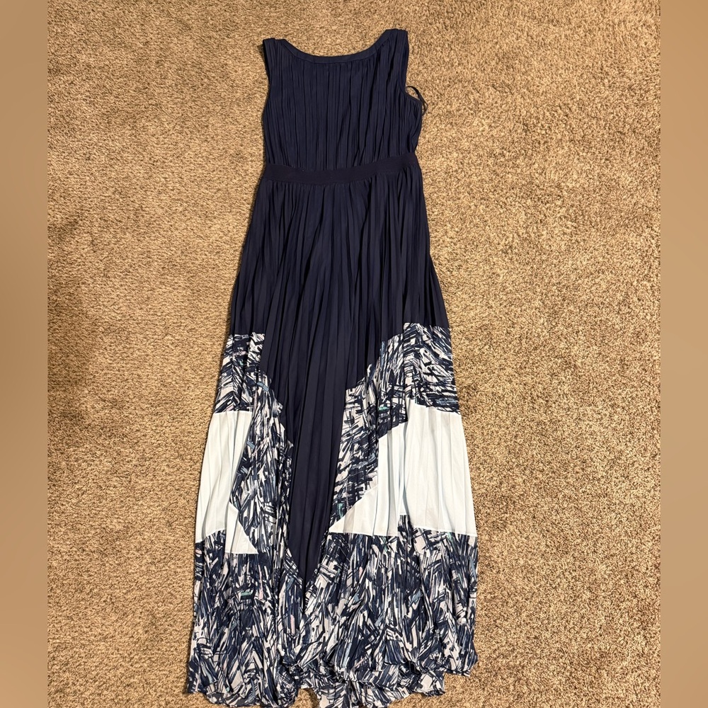 BCBGMaxAzria Deep Blue Pleated Maxi Dress